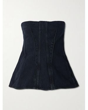 Agolde Lara Strapless Panelled Denim Bustier Top - Blue