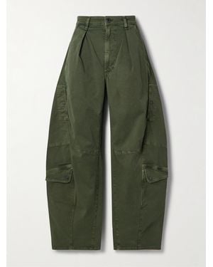 Citizens of Humanity Flight Pleated Organic Cotton-Blend Twill Barrel-Leg Pants - Green