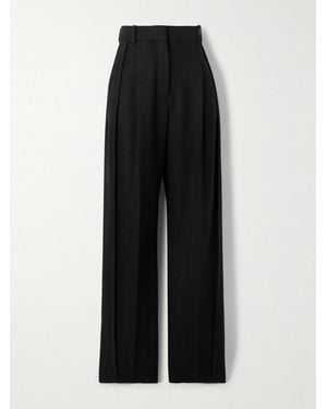 Lanvin Pleated Wool Tapered Pants - Black