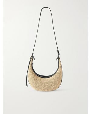 KHAITE Augustina Small Leather-Trimmed Raffia Shoulder Bag - White