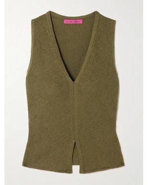 The Elder Statesman Nora Lite Ribbed Cotton Tank - Green