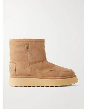 Tod's Gomma 30 Shearling-Lined Suede Ankle Boots - Natural