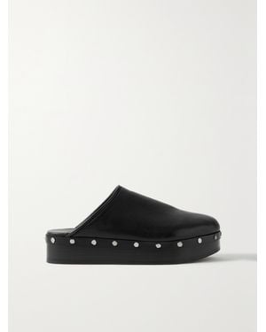 Co. Studded Platform Leather Clogs - Black