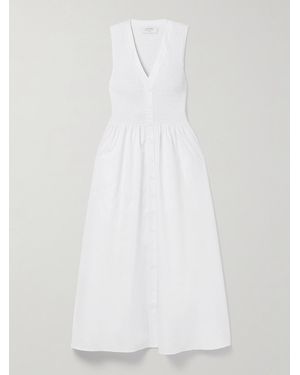 La Ligne Shirred Cotton-Poplin Midi Dress - White