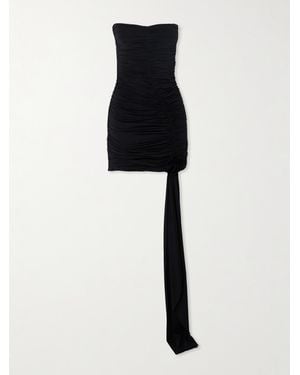 Maygel Coronel Net Sustain Sinú Strapless Draped Ruched Stretch-Jersey Mini Dress - Black