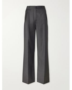 Loulou de Saison Sbiru Pleated Wool-Twill Straight-Leg Trousers - Grey
