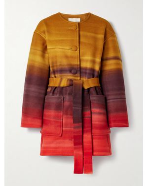 Ulla Johnson Ambrose Oversized Belted Ombré Wool-Blend Felt Coat - Red