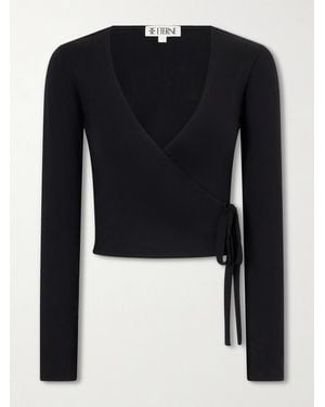 ÉTERNE Wrap Jersey T-Shirt - Blue