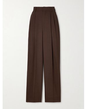 Petar Petrov The Founder Pleated Wool-Blend Twill Wide-Leg Trousers - Brown