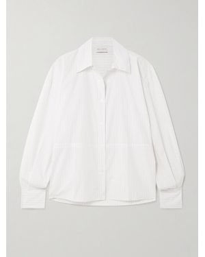 Deiji Studios Room Drawstring Striped Organic Cotton-Poplin Shirt - White