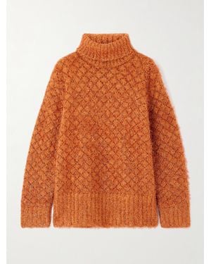 Dries Van Noten Metallic Wool-Blend Turtleneck Sweater - Orange