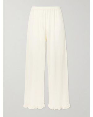 Eres Bernard Ruffled Wool And Cashmere-Blend Pants - White