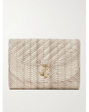 Jimmy Choo Avenue Curve Clutch Aus Leder Mit Schlangeneffekt - Natur
