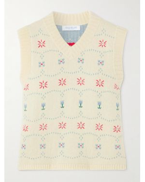 Calle Del Mar Cashmere And Silk-Blend Jacquard Vest - Natural