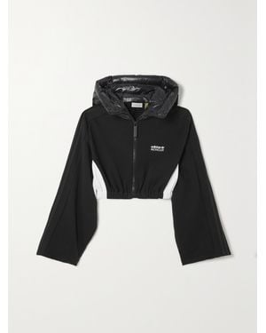 Moncler Genius Adidas Originals Cropped Shell-Trimmed Panelled Cotton-Jersey Hoodie - Black