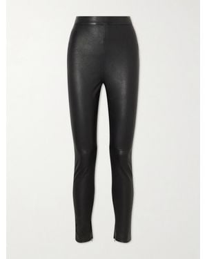 Balmain Leather Straight-Leg Pants - Gray