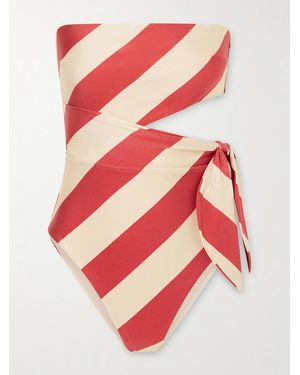 Zimmermann Roselight Tie Bandeau Striped Swimsuit - Pink