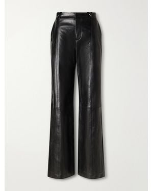 Rabanne Paneled Leather Wide-Leg Pants - Black