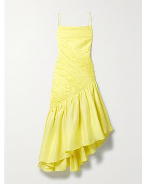 Rasario Asymmetric Ruffled Linen-Blend Dress - Yellow