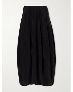Lemaire Silk-Crepe De Chine Midi Skirt - Black