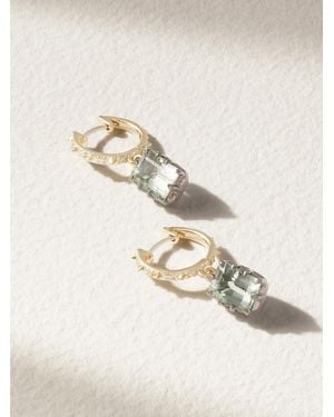 Marlo Laz Estee Creolen Aus 14 Karat Mit Prasiolithen Und Diamanten - Natur