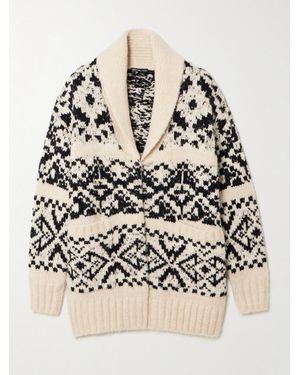 James Perse Cardigan En Laine Mélangée Intarsia - Noir