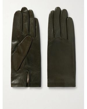 Agnelle Kate Crinkled-Leather Gloves - Grün