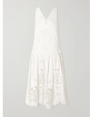Sea Gardener Broderie Anglaise Cotton-Blend Dress - White