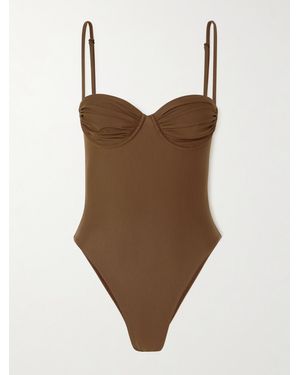 Faithfull the Brand Gabriela Ruched Stretch-Repreve Swimsuit - Brown