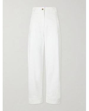 Max Mara Adorni Stretch-Cotton High-Rise Tapered Pants - White