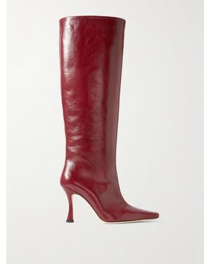 STAUD Cami Leather Knee Boots - Red