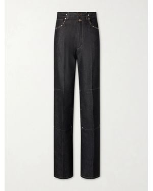 Lemaire High-Rise Studded Straight-Leg Jeans - Black