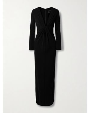 Nili Lotan Tavi Twist-Front Jersey Dress - Black