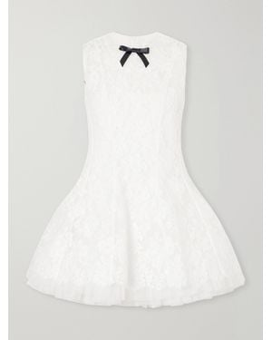 ShuShu/Tong Bow-Detailed Cotton-Blend Guipure-Lace Mini Dress - White