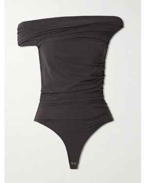 Agolde Sherilyn Off-The-Shoulder Ruched Stretch-Jersey Bodysuit - Schwarz