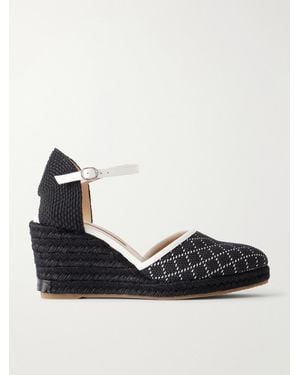 Manolo Blahnik Espadrahi 90 Leather-Trimmed Canvas Espadrille Court Shoes - Black