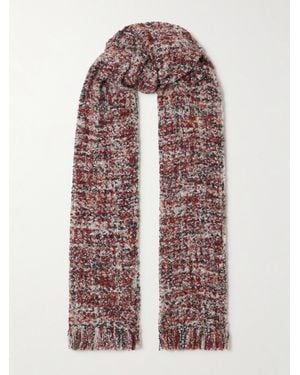 Loro Piana Fringed Cashmere And Silk-Blend Bouclé Scarf - Red