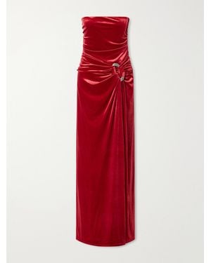 Jonathan Simkhai Emma Embellished Gathered Velvet Bustier Gown