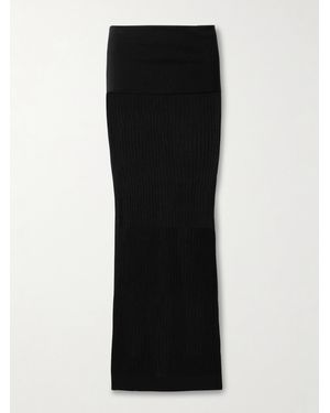 Skims Sheer Knit Foldover Long Skirt - Black