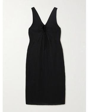 Deiji Studios Cutout Linen Midi Dress - Black