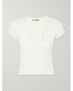 ÉTERNE Ribbed Jersey T-Shirt - White