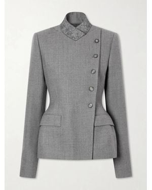 McQueen Padded Double-Breasted Wool Jacket - Grey