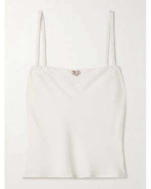 SARA CRISTINA Ola Pearl-Embellished Recycled Crepe De Chine Camisole - Natural