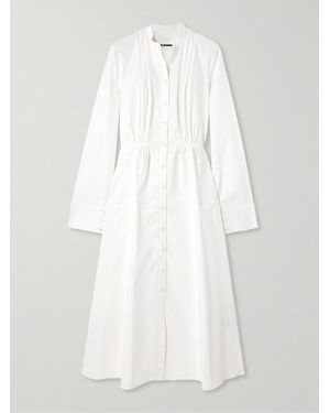 Jil Sander Maxi-Hemdblusenkleid Aus Baumwollpopeline Mit Biesen - Weiß