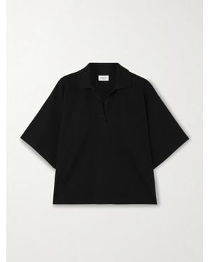 Saint Laurent Oversized Cotton-Blend Piqué Polo Top - Black