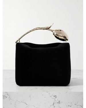Erdem Bloom Mini Velvet Clutch Bag - Black