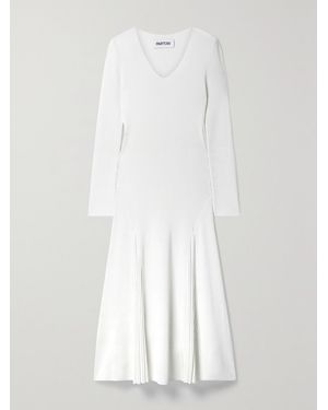Partow Maddox Ribbed-Knit Midi Dress - White