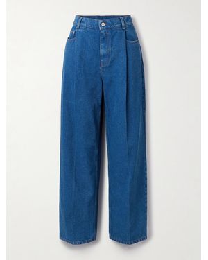 Marni Pleated Low-Rise Wide-Leg Jeans - Blue