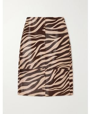 Arma Nathaly Panelled Zebra-Print Calf-Hair Knee-Length Skirt - Multicolour