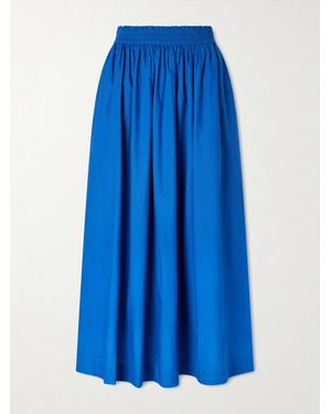 SKALL Dagny Organic Cotton-Poplin Midi Skirt - Blue